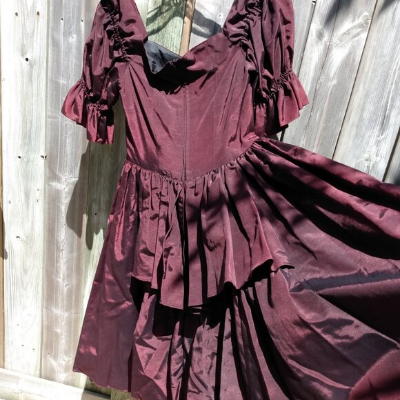 Vintage Taffeta Dress Burgundy VICTORIANA Gown 33" Bust 28" Waist Formal 80s 90s - Picture 8 of 10